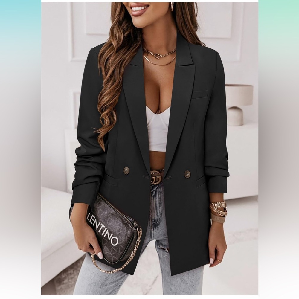 NWT | CRAZY GRID | Women Business Casual Lined Blazer | Black